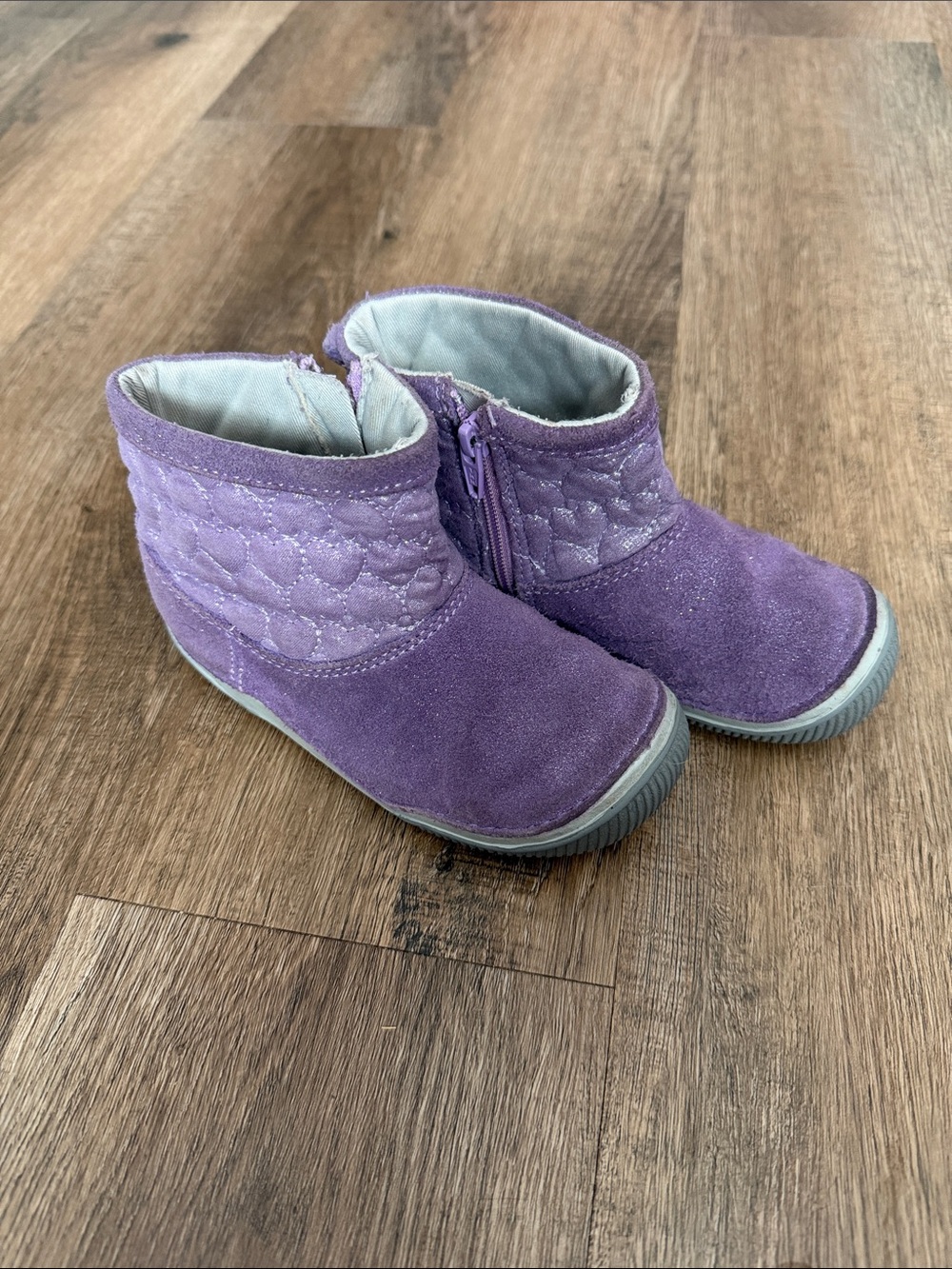 Stride Rite Girls Purple Suede Glitter Ankle Boots Size 9